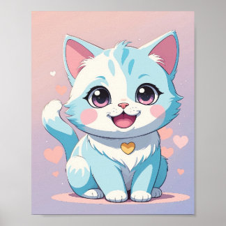 Schattigee Pastel Blue Kitten - Schattig Kwekerij  Poster