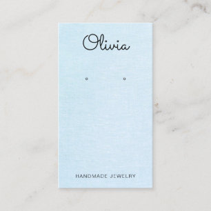 Schattigee Pastel Blue Script Earring Display Visitekaartje