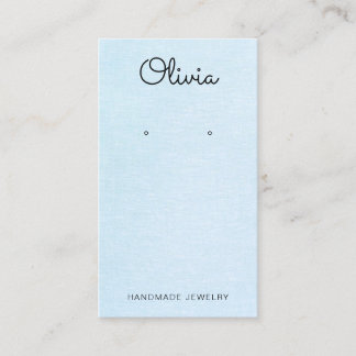 Schattigee Pastel Blue Script Earring Display Visitekaartje