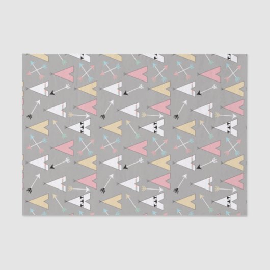 Schattigee Pastel Boheemse tipi's en pijlen Tissuepapier (Voorkant)