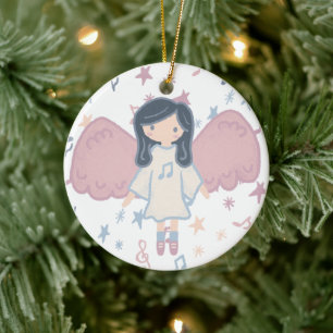 Schattigee Pastel Christmas Angel Aangepast Jaar Keramisch Ornament
