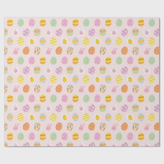 Schattigee Pastel Easter Eggs Pattern Pink Cadeaupapier (Vlak)