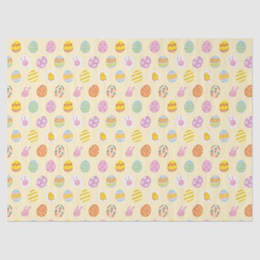 Schattigee Pastel Easter Eggs Pattern Spring Yello Tissuepapier (Voorkant)