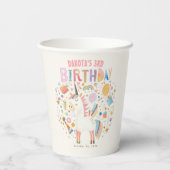 Schattigee Pastel Eenhoorn Meisje Verjaardagsfeest Papieren Bekers (Achterkant)