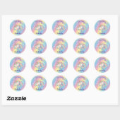 Schattigee pastel eenhoorn & Sparkly Rainbow Gold  Ronde Sticker (Vel)
