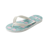 Schattigee Pastel Flamingo Initiaal Naam Kinder Te Teenslippers (Schuin)