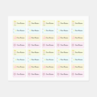 Schattigee Pastel Flower Cloud School Naam Kleding Labels