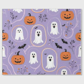 Schattigee Pastel Ghost & Pumpkin Halloween Cadeaupapier (Vlak)