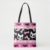 Schattigee pastel Gothic Halloween Cat & Bat Draagtas (Voorkant)