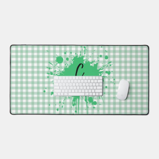 Schattigee Pastel Green Gingham Pattern Desk Mat (Keyboard & Muis)