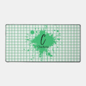 Schattigee Pastel Green Gingham Pattern Desk Mat (Voorkant)