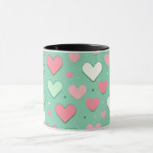 Schattigee pastel groene harten mok (Midden)