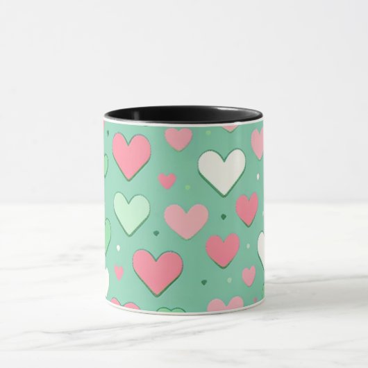 Schattigee pastel groene harten mok (Midden)