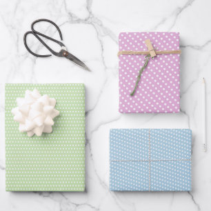 Schattigee Pastel Groene, Roze en Blauwe Polkadots Inpakpapier Vel