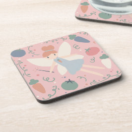 Schattigee Pastel Groente en Fruit Oogst Fairy Bier Onderzetter