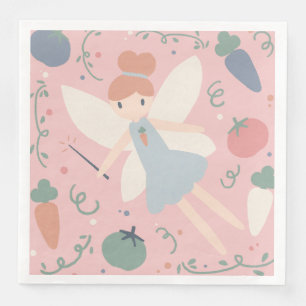 Schattigee Pastel Groente en Fruit Oogst Fairy Servet