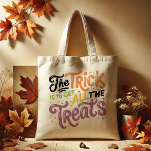 Schattigee Pastel Halloween "De truc is alle trakt Tote Bag