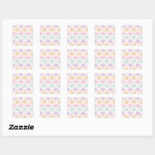 Schattigee Pastel Halloween Graphics & Checkerboar Vierkante Sticker (Vel)
