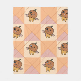 Schattigee Pastel Halloween Pumpkin Bat Pattern Fleece Deken