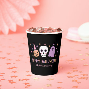 Schattigee Pastel Halloween Skull Ghost Pompoen Na Papieren Bekers