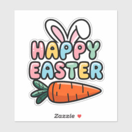 Schattigee Pastel Happy Easter Bunny Ears met Wort Sticker