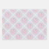 Schattigee Pastel Kawaii Bunny Dot Mandala Diamond Inpakpapier Vel (Voorkant)