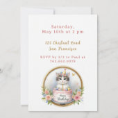 Schattigee Pastel Kitten Verjaardagstaart - Verjaa Kaart (Achterkant)