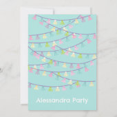 Schattigee pastel lama feestuitnodiging kaart (Achterkant)