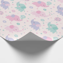 Schattigee pastel Little Elephants roze lila munt