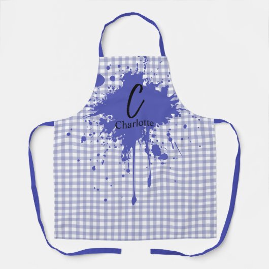 Schattigee pastel Navy Gingham Schort (Voorkant)