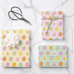 Schattigee Pastel Paaseieren Patroon Groen Geel Ro Inpakpapier Vel
