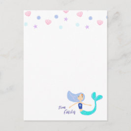 Schattigee Pastel Periwinkle Zeemeermin Princess Briefkaart