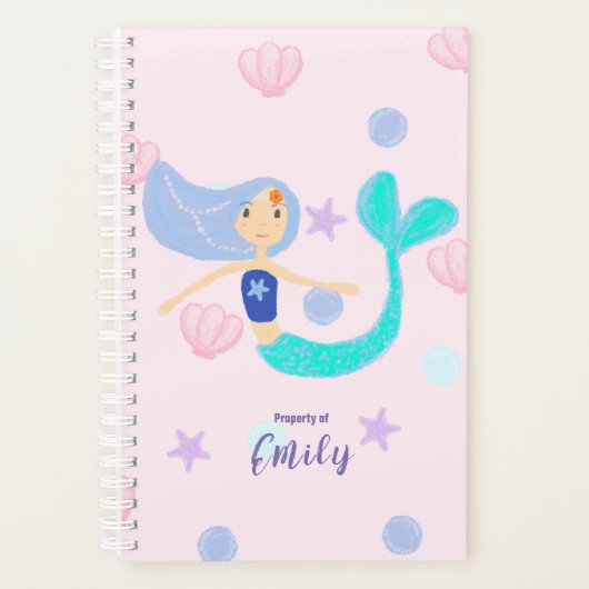 Schattigee Pastel Periwinkle Zeemeermin Princess Planner (Voorkant)