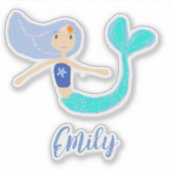 Schattigee Pastel Periwinkle Zeemeermin Princess Sticker (Voorkant)