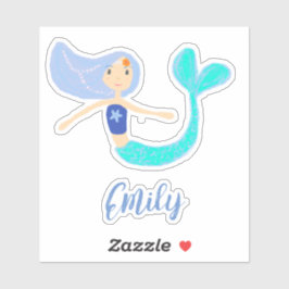 Schattigee Pastel Periwinkle Zeemeermin Princess Sticker
