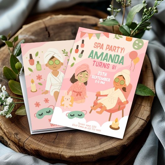 Schattigee Pastel Pink Spa Verjaardag Kaart