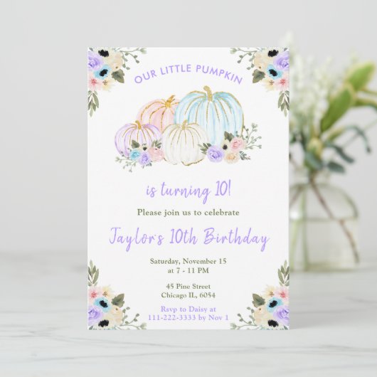 Schattigee Pastel Pumpkins Verjaardagsfeest Kaart (Staand voorkant)