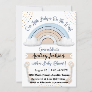 Schattigee Pastel Rainbow Boy Baby shower Uitnodig Kaart