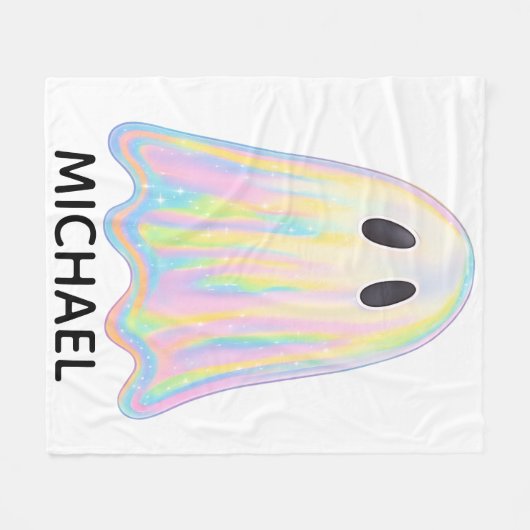 Schattigee Pastel Rainbow Ghost | Esthetisch spook Fleece Deken (Voorkant (Horizontaal))