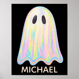 Schattigee Pastel Rainbow Ghost   Esthetisch spook Poster