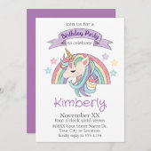 Schattigee Pastel Regenboog en Sparkly Eenhoorn Pa Kaart (Voorkant / Achterkant)