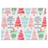 Schattigee Pastel Roze Kleurrijke Kerstboom Naam Groot Cadeauzakje (Voorkant)