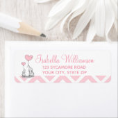 Schattigee pastel roze olifant gepersonaliseerd etiket (Insitu)