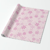 Schattigee Pastel Roze Winter Sneeuwvlok Kerst Cadeaupapier (Uitgerold)
