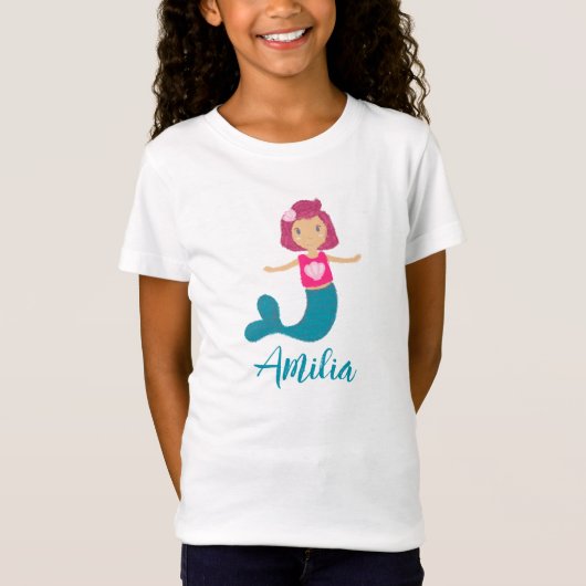 Schattigee Pastel Seashell Zeemeermin Princess T-shirt (Voorkant)