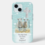Schattigee pastel turquoise bloemenschaap kruis Sc Case-Mate iPhone Case (Achterkant)