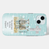 Schattigee pastel turquoise bloemenschaap kruis Sc Case-Mate iPhone Case (Achterkant (horizontaal))