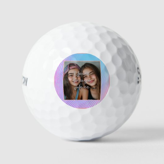 Schattigee pastel vaporwave stripe foto rand golfballen (Voorkant)