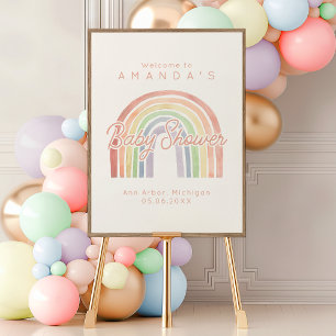 Schattigee Pastel Waterverf Rainbow Baby shower We Poster