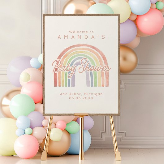 Schattigee Pastel Waterverf Rainbow Baby shower We Poster